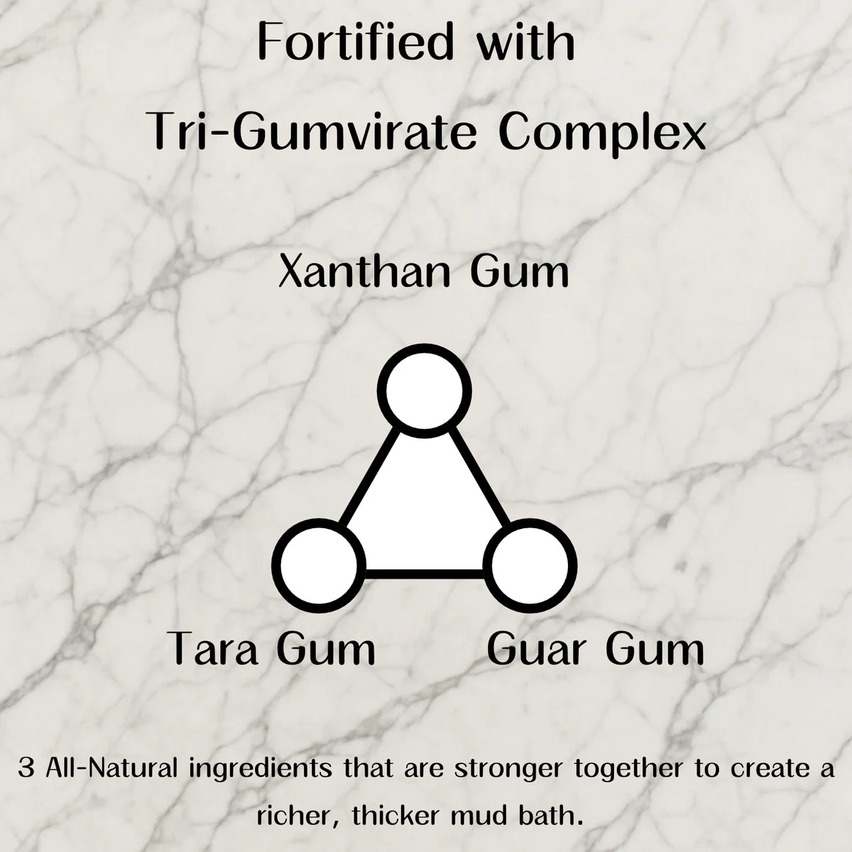 Fortified with Tri-Gumvirate Complex: xanthan gum, tara gum, and guar gum on Carrara marble