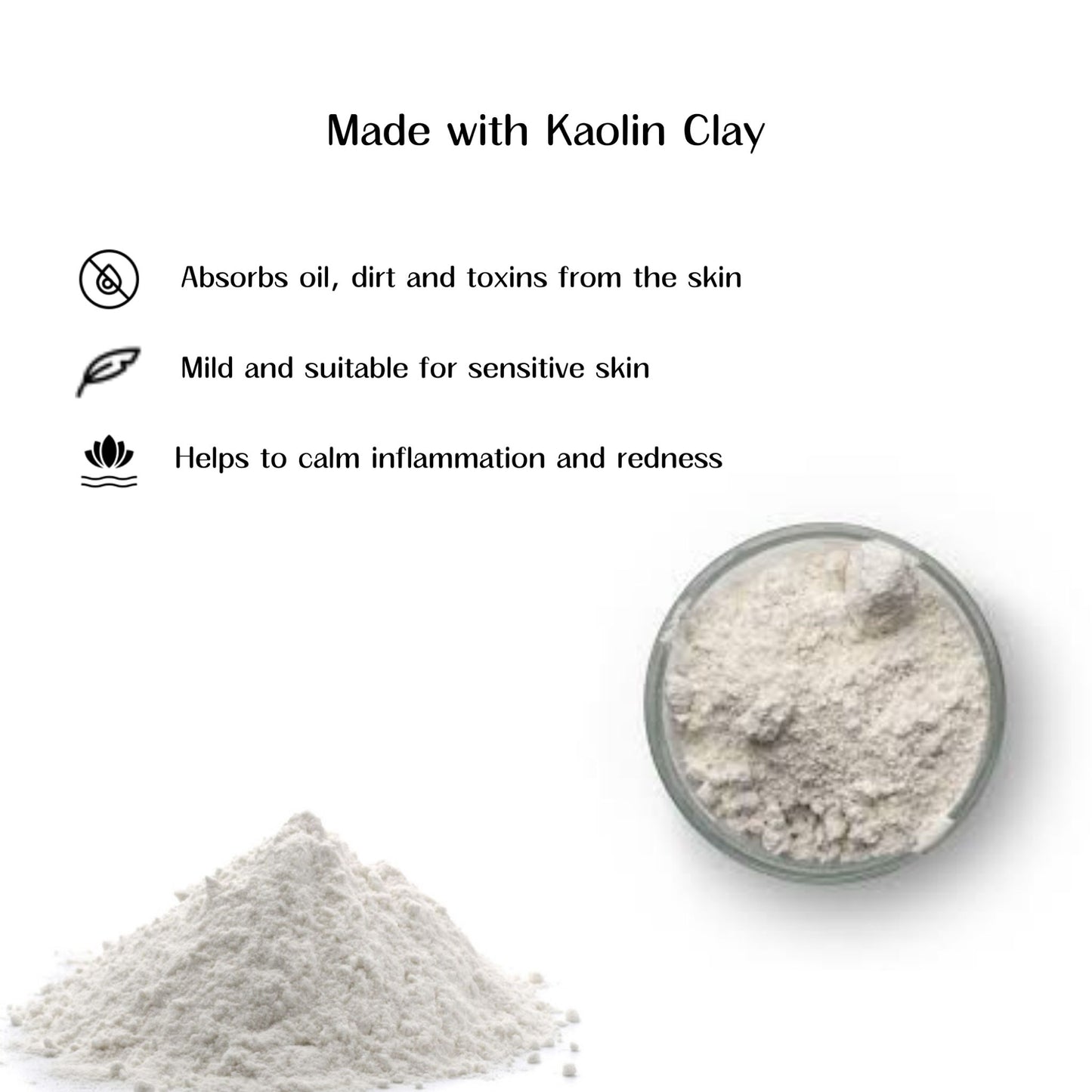 Mud Bath is made with Kaolin Clay. Kaolin clay absorbs oils, dirt, and toxins from the skin. Helps to calm inflammation and redness. Great for a clay detox bath. Mild and suitable for sensitive skin. Hypoallergenic.  